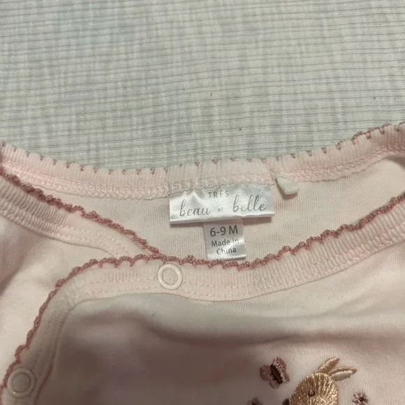 Baby Girl Clothes Twins Pink Deer Sleeper Footie Size‎ 6-9 Months - Picture 3 of 4